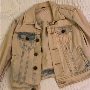 Free people cropped light jean jacket